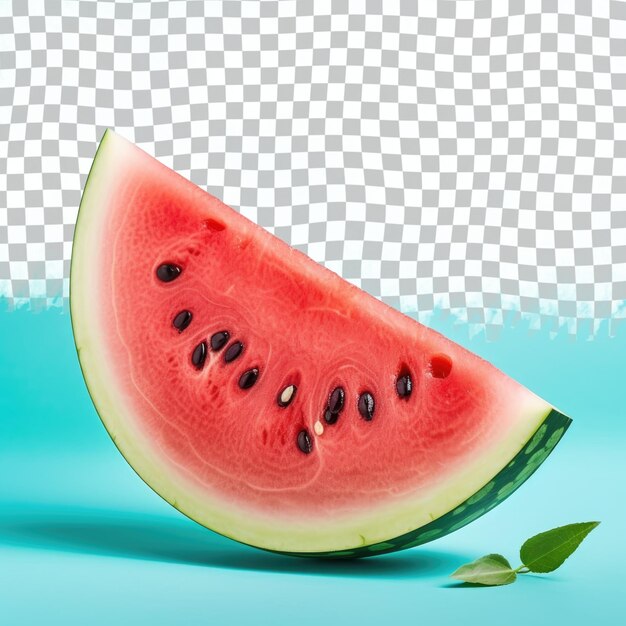 Citrullus fruit watermelon slice with seeds on a transparent