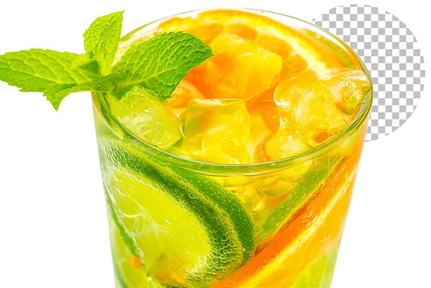 PSD citrus mint cooler cyclone un raffreddatore rinfrescante con un tocco su uno sfondo trasparente