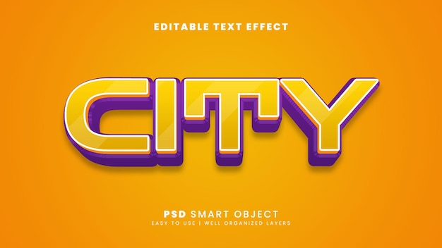 City 3d editable text effect template