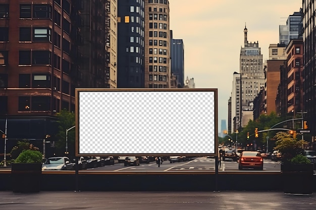 PSD city billboard advertising mockup with bokeh skyline