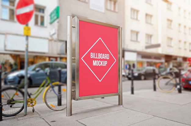 City billboard with isolated surface for mockup, design presentation.