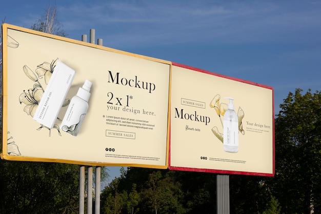 PSD city billboards design mockup