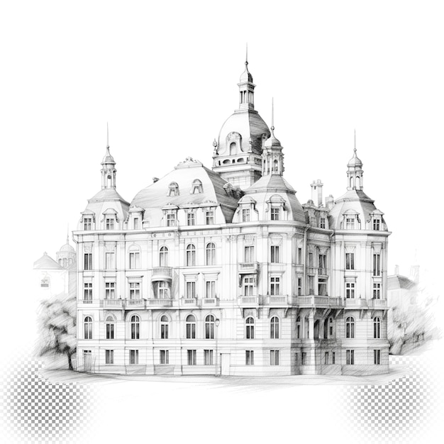 PSD city building sketch scribble transparent background