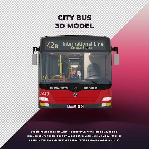 PSD autobus urbano 3d isolato