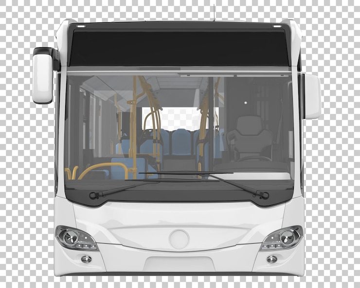 PSD city bus on transparent background 3d rendering illustration