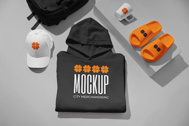 PSD city fashion merchandising mockup design