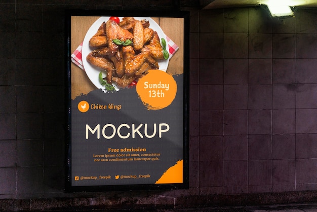 PSD city food billboard mock-up