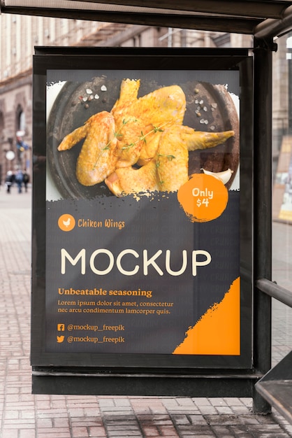 PSD city food billboard mock-up