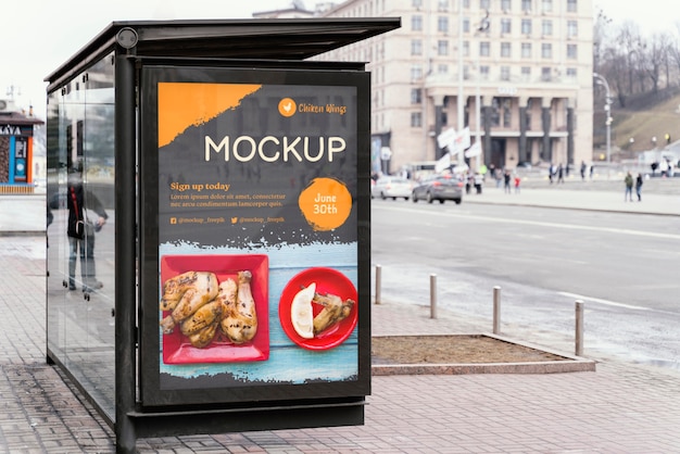 PSD city food billboard mock-up