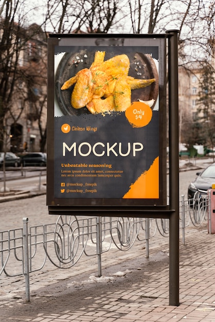 PSD city food billboard mock-up