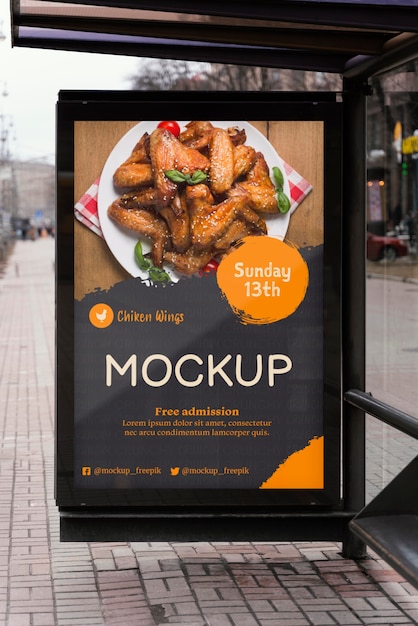 PSD city food billboard mock-up