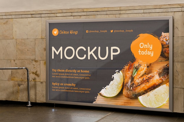 PSD city food billboard mock-up