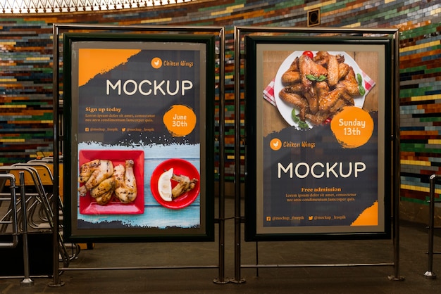 PSD city food billboard mock-up