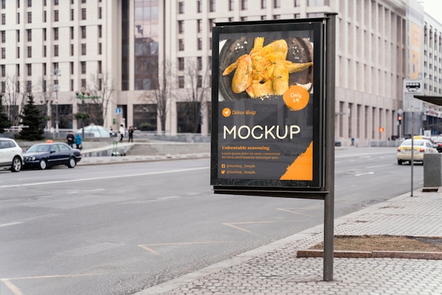 PSD city food billboard mock-up