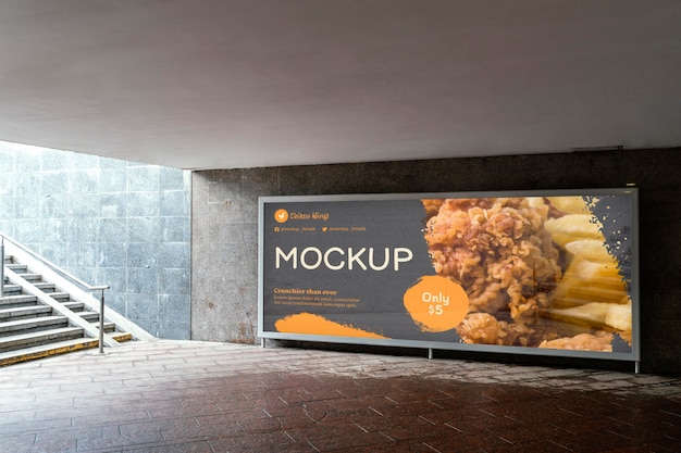 PSD 도시 음식 광고판 모형