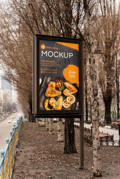 PSD city food billboard mock-up