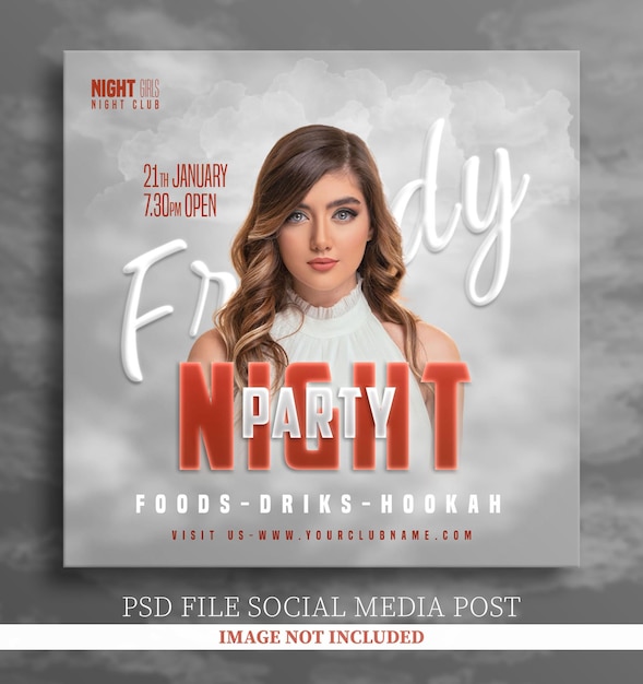 PSD city girls club night party social media post design