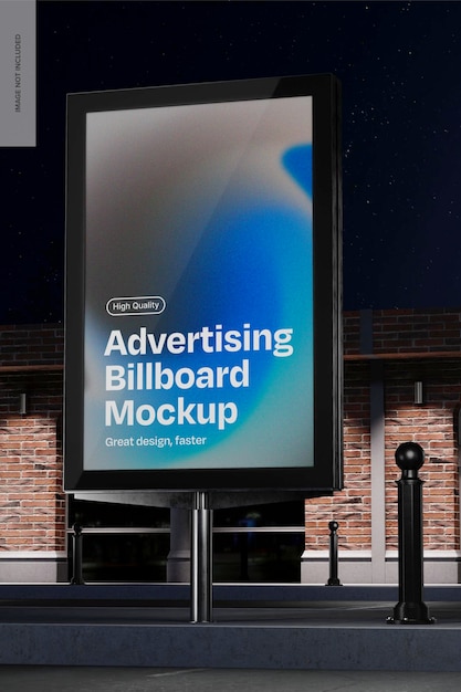 PSD city light advertising billboard mockup left view