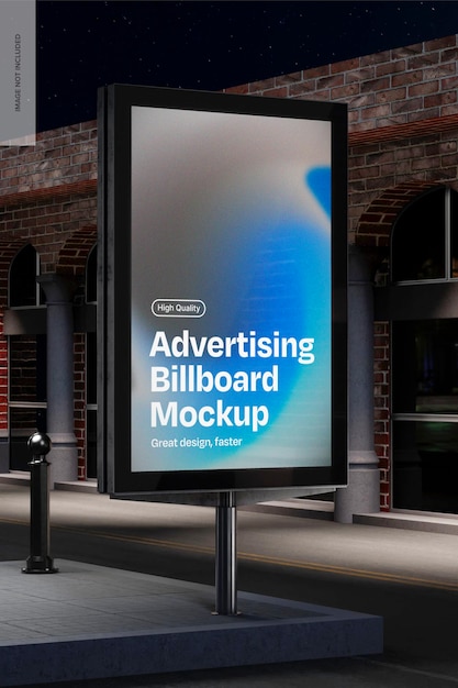 PSD city light advertising billboard mockup rechtse weergave