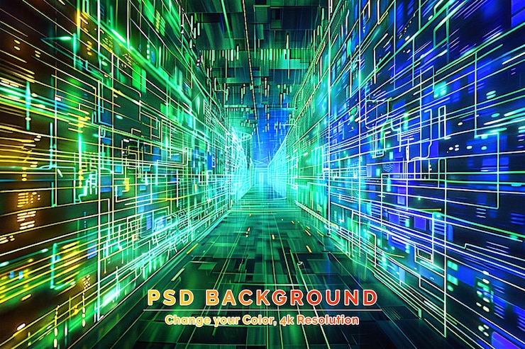 PSD city lights series artistic background made of technological fractal textures for use