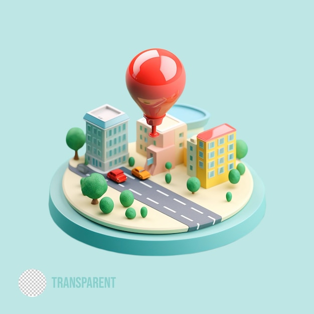 PSD city location 3d render minimal illustration isolated background