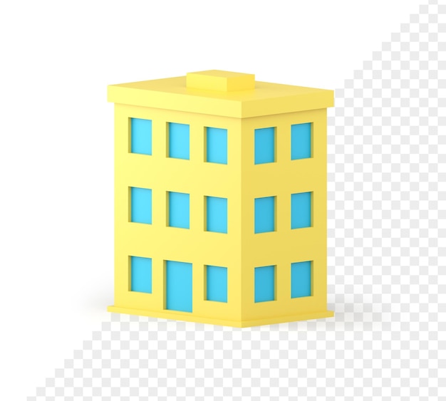 PSD city municipal building three storey construction real estate house architecture 3d icon