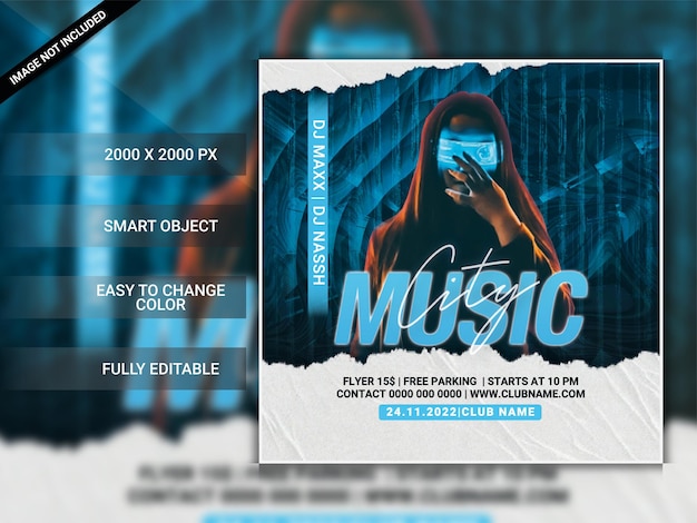 PSD city music club party flyer template