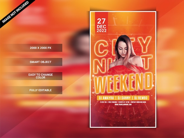 City night club party flyer-sjabloon of instagram webbanner