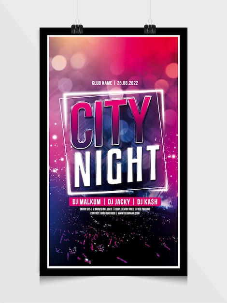 City night party instagram web banner template