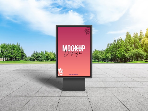 PSD city park outdoor signboard mockup