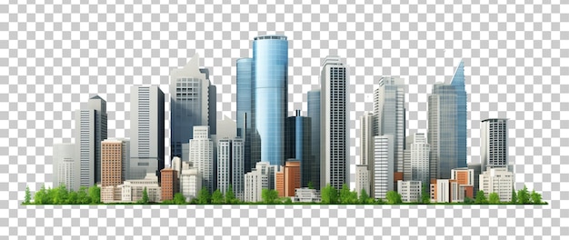 PSD city skyline isolated on transparent background