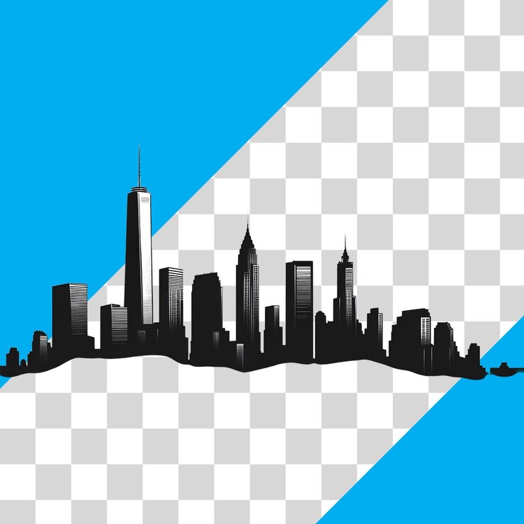 PSD city skyline with transparent background design