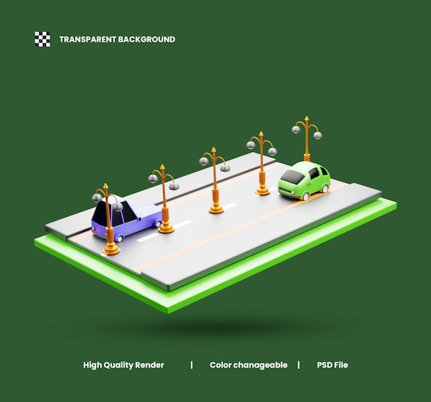 City Street Light 3D icon illustration or City Road lamp 3d icon