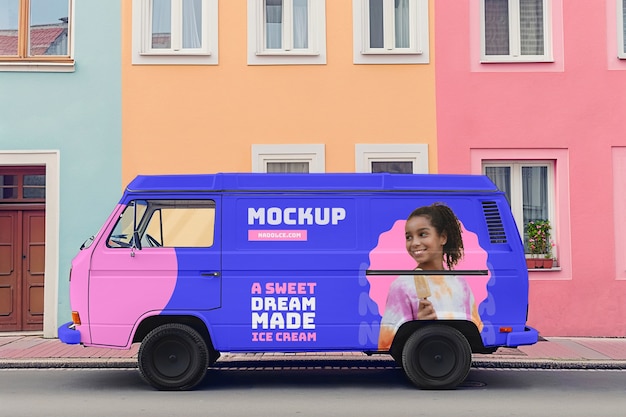 PSD city van mockup design