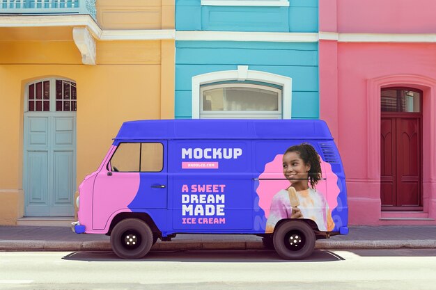 PSD city van mockup design