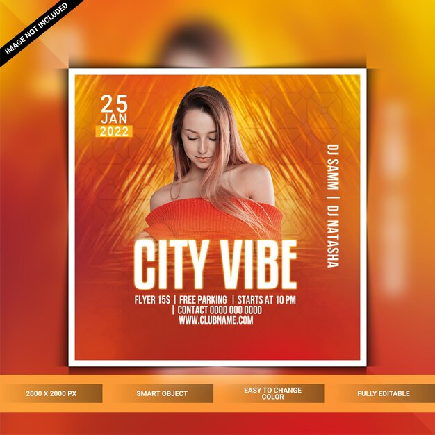 Сообщение в социальных сетях city vibe или веб-баннер instagram