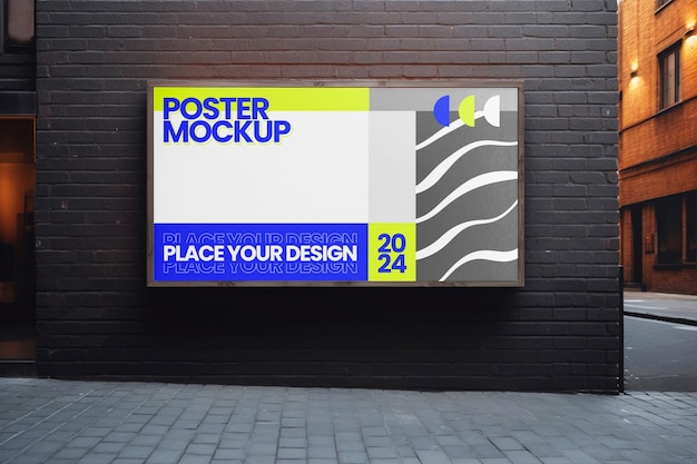 PSD city wall banner mockup design