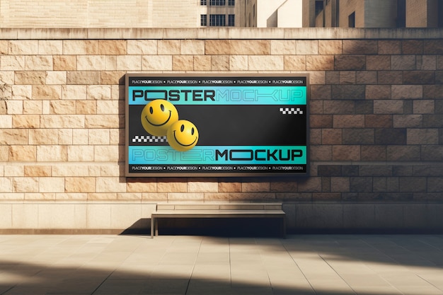 PSD city wall banner mockup design