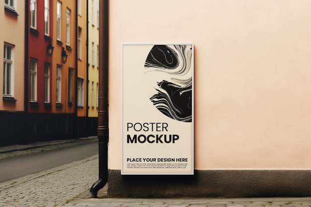 PSD city wall poster  mockup