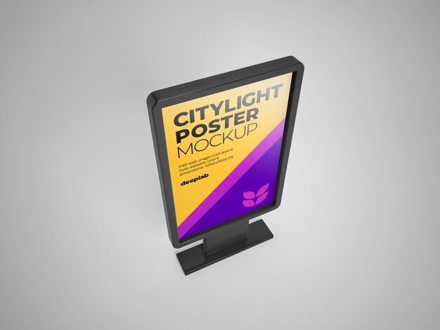 Mockup di poster citylight con colore di sfondo modificabile