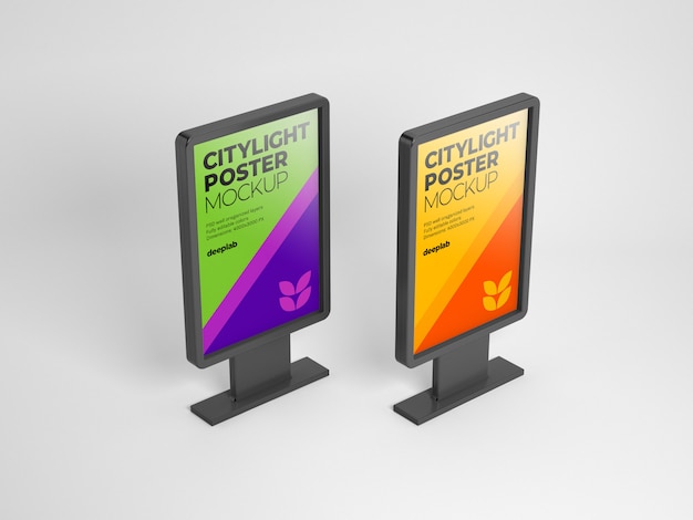 Mockup di poster citylight con colore di sfondo modificabile