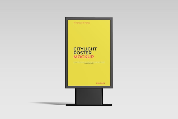 Mockup di poster citylight con colore di sfondo modificabile