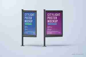 PSD citylight poster mockup