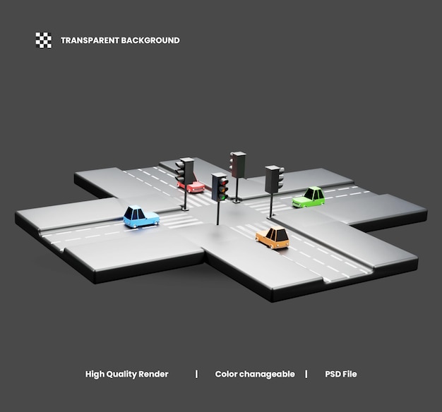 Cityscape Crossroads 3D Illustratie icoon stad Crossroads 3D icoon