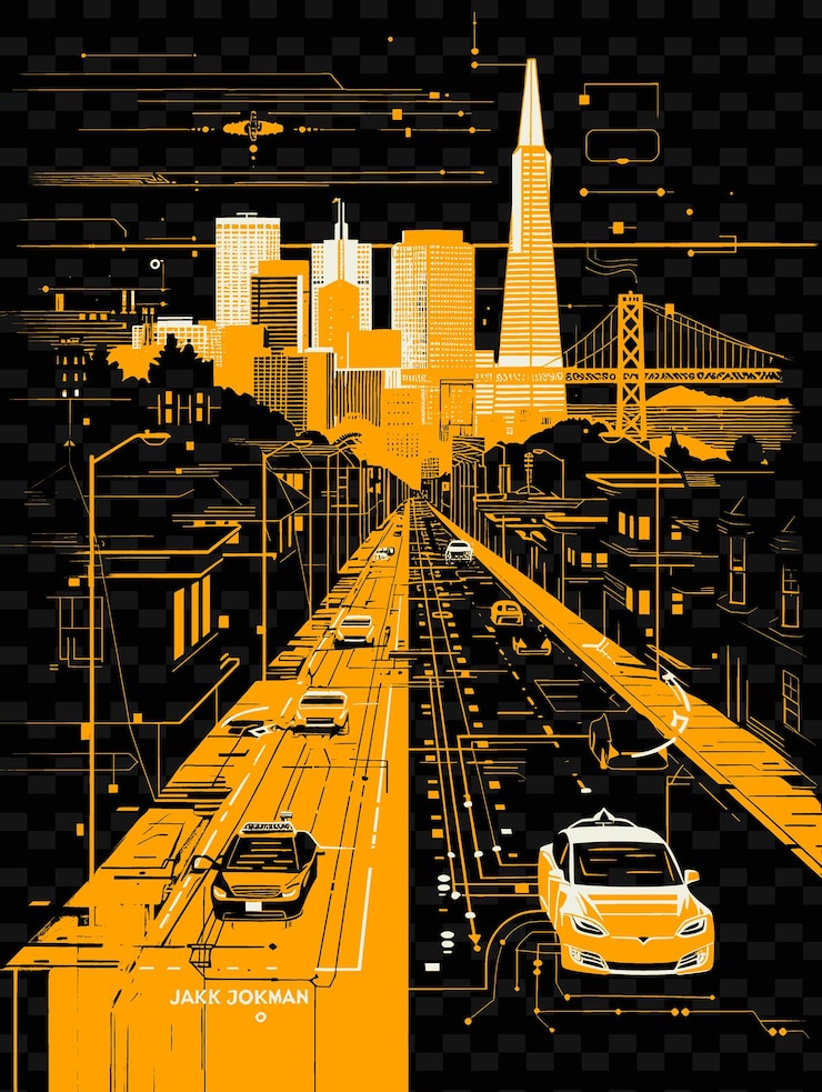PSD a cityscape with a bridge and the word san francisco in the background