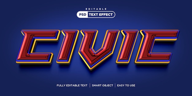 Civic editable psd text effect illustrations