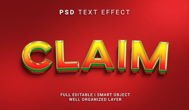 Claim 3d-stijl psd-teksteffect