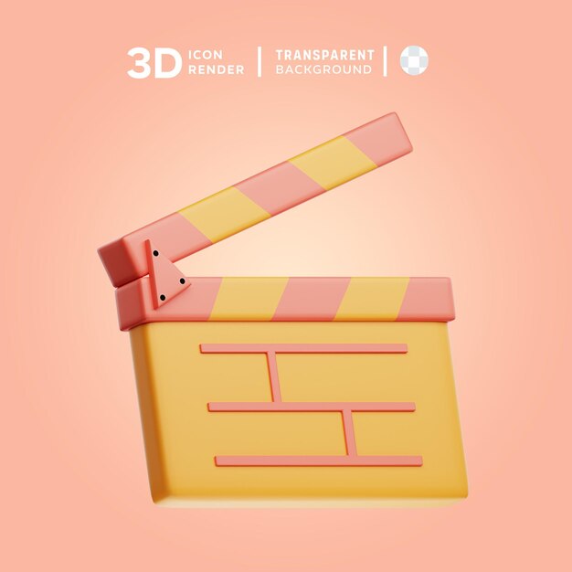 PSD clapperboard 3d illustration rendering