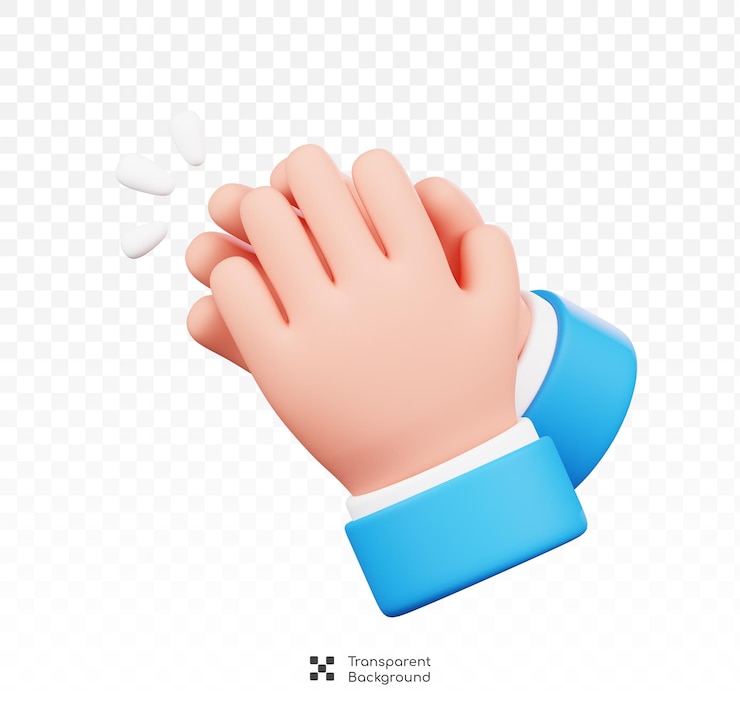 PSD clapping hands isolated human hand gesture cartoon icon 3d illustration