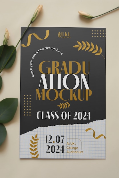 PSD class of 2024 invitation mockup design